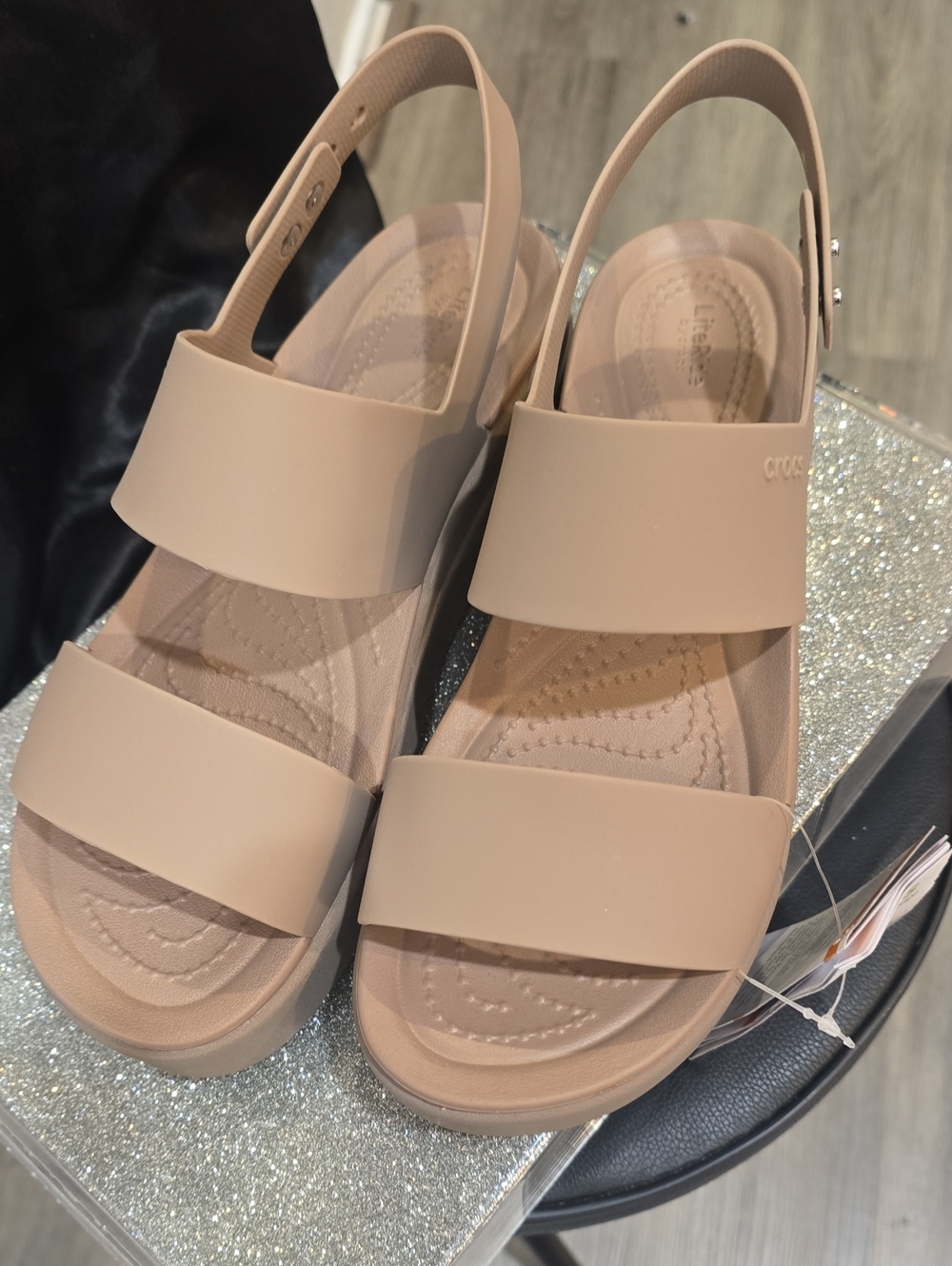 CROCS Brooklyn Platform Wedge Sandal- Latte - Picture 9 of 11